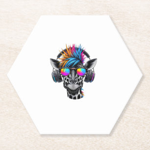 Cool Giraffe Sunglasses Headphones Giraffes Paper Coaster