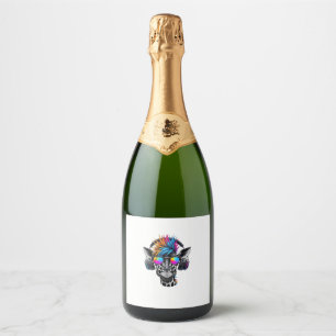 Cool Giraffe Sunglasses Headphones Giraffes Sparkling Wine Label