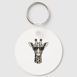 Cool Giraffe Sunglasses Vintage Engraving Shirt_1 Keychain