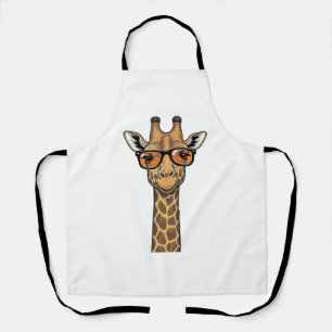 Cool Giraffe Sunglasses Vintage Engraving Shirt De Apron