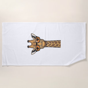 Cool Giraffe Sunglasses Vintage Engraving Shirt De Beach Towel