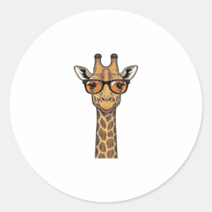 Cool Giraffe Sunglasses Vintage Engraving Shirt De Classic Round Sticker
