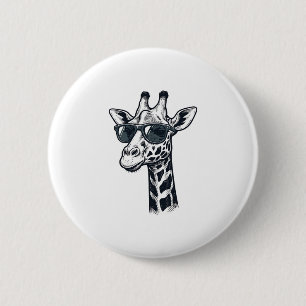 Cool Giraffe Sunglasses Vintage Engraving T-Shirt_ 2 Inch Round Button