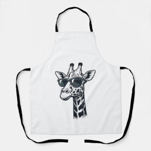 Cool Giraffe Sunglasses Vintage Engraving T-Shirt_ Apron