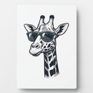 Cool Giraffe Sunglasses Vintage Engraving T-Shirt_ Plaque