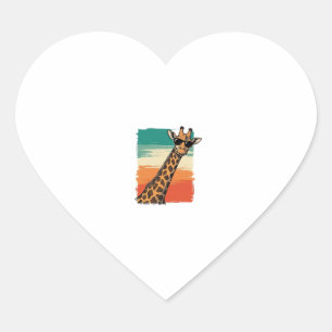 Cool Giraffe Sunglasses Vintage Sunset Shirt_1 Heart Sticker