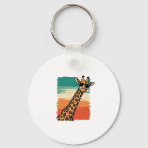 Cool Giraffe Sunglasses Vintage Sunset Shirt_1 Keychain