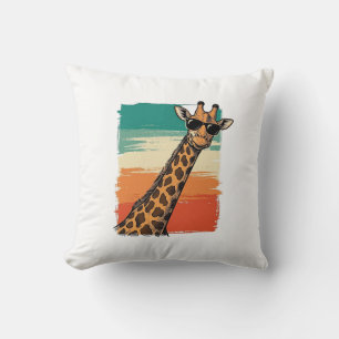 Cool Giraffe Sunglasses Vintage Sunset Shirt_1 Throw Pillow
