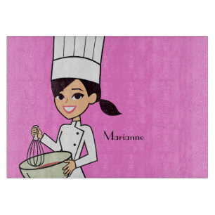 Cool Girl Chef Cutting Board with Name