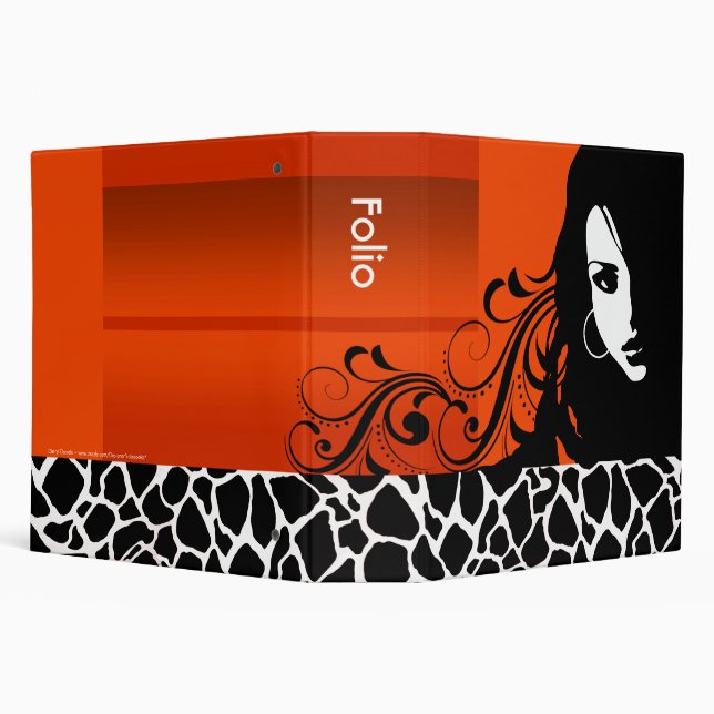Cool Girl Giraffe Fashion Design Folio (orange) Binder (Background)
