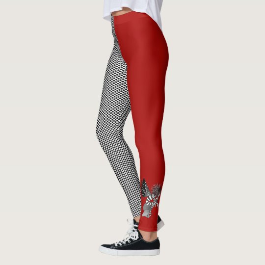 Cool Girl Red Black Dots Asymmertic Leggings