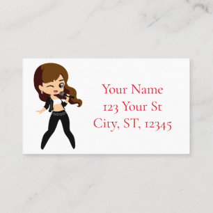 Cool Girl Sings Karaoke Thunder_Cove Business Card