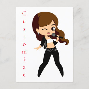 Cool Girl Sings Karaoke Thunder_Cove Postcard