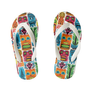 Cool girl tiled tiki beach pattern Kid's  Flip Flops