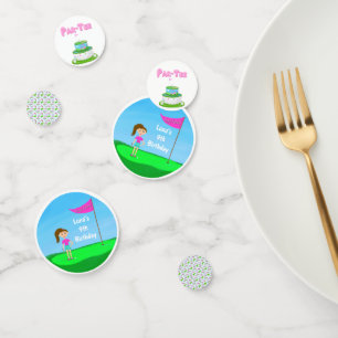 Cool Girl's Golfing Themed Birthday Party Confetti