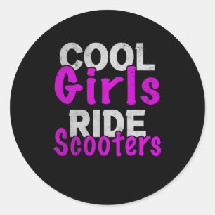 Cool Girls Ride Scooters Scooter Classic Round Sticker