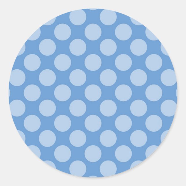 Cool Girly Blue Polka Dots Pattern on Blue Gifts Classic Round Sticker (Front)