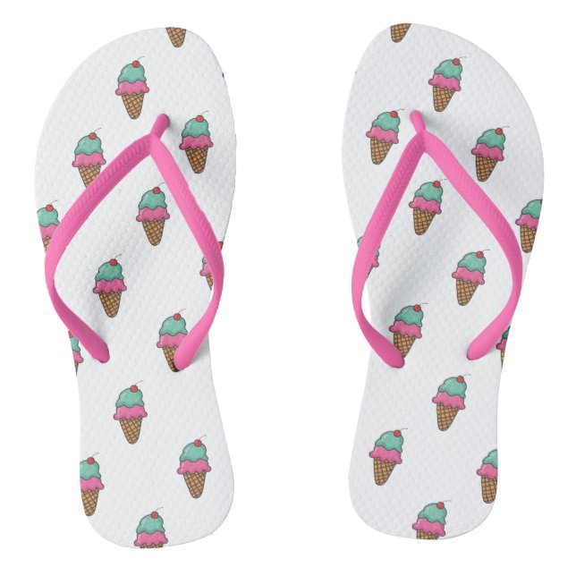 Cool Girly  Colourful Ice Cream Cones Flip Flops (Footbed)