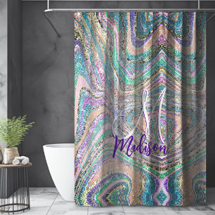 Cool girly faux glitter unicorn marble art