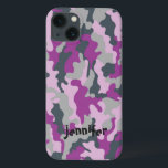 Cool Girly Pink Camo Camouflage Name Personalized iPhone 13 Case<br><div class="desc">Camo pattern design in color combination of pink, purple and light olive green and darker olive green in a subtle grayish tone with a place for your name. Personalize it with recipient's name or customize it further if you like to change the font, size, & color of the text as...</div>