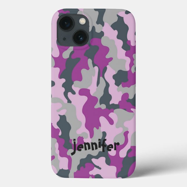 Cool Girly Pink Camo Camouflage Name Personalized Case-Mate iPhone Case (Back)