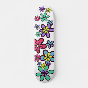 Cool Girly Retro Flower Power Skateboard