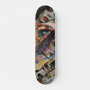 Cool Girly Vintage Decoupage Inspired Collage Skateboard