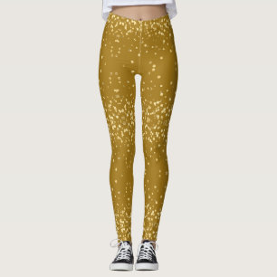 Cool Glam Diva Festive Gold Glitter Confetti Party Leggings