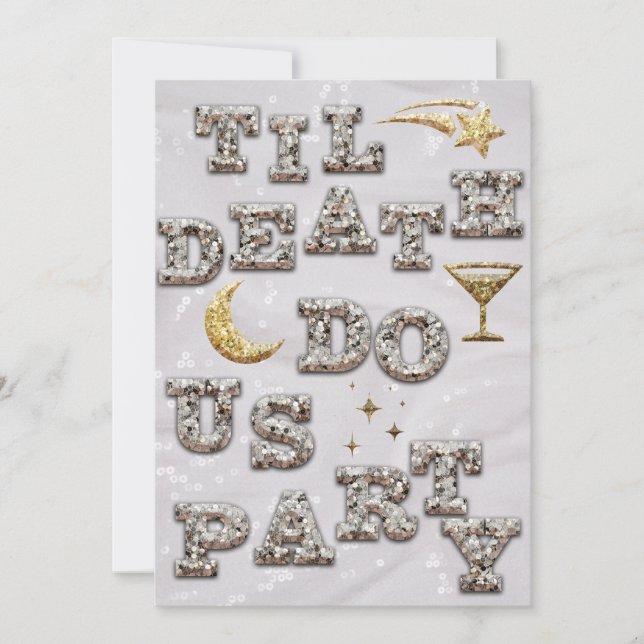 Cool Glam Glitter Metallic Disco Bridal Shower Invitation (Front)