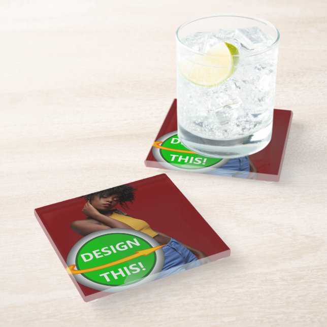 COOL! Glass Square Coaster - Custom (Angled)