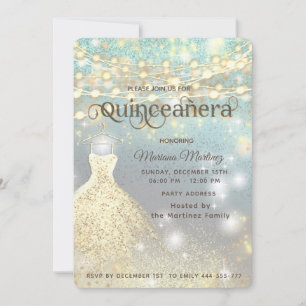 Cool glitter elegant String lights gold sparkle  Invitation