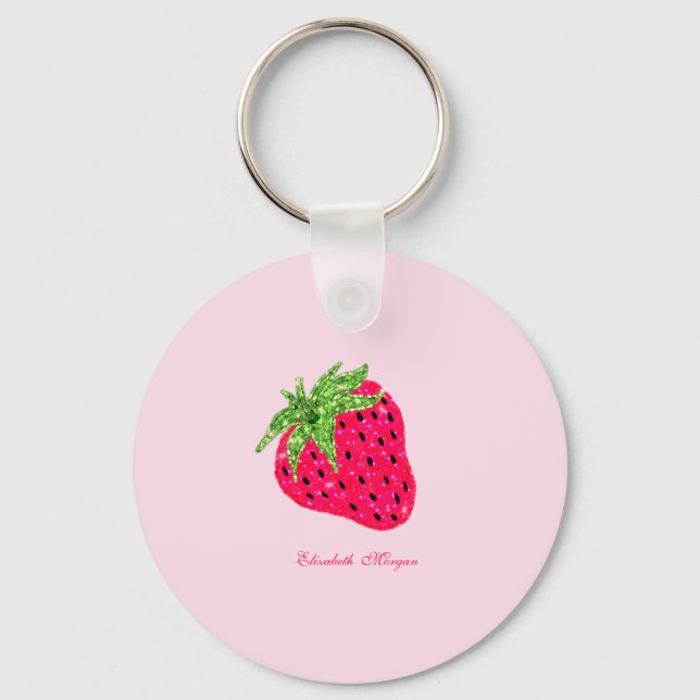 Cool Glitter Strawberry  Keychain (Front)