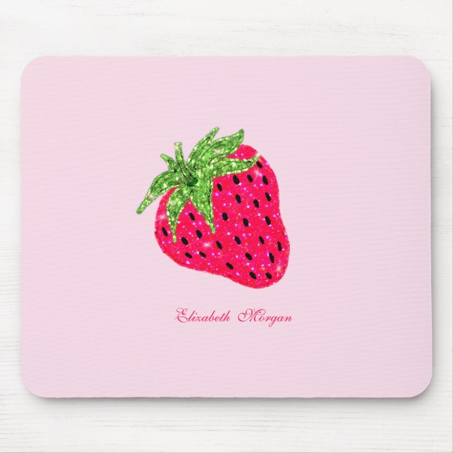 Cool Glitter Strawberry Pink Mouse Pad (Front)