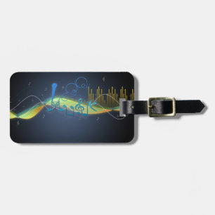 Cool glowing effects music notes heart swirls luggage tag