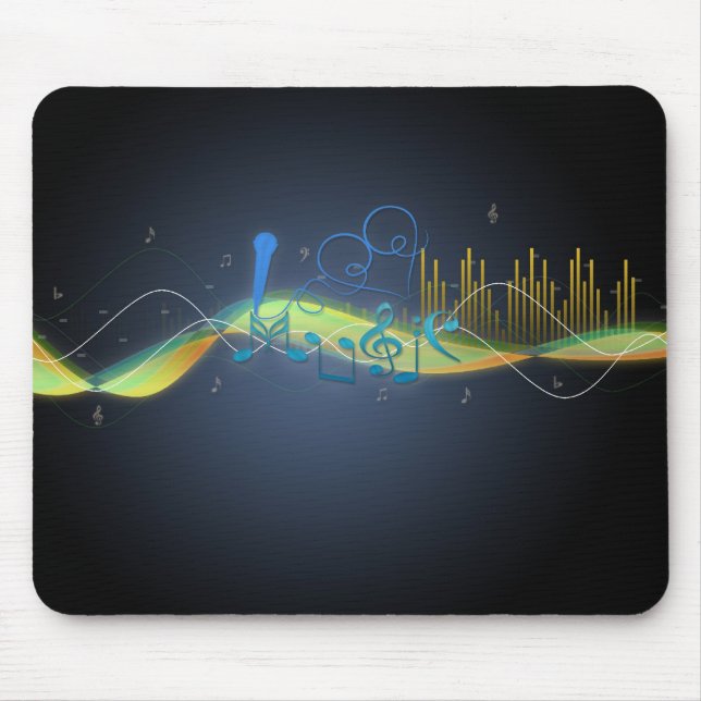 Cool glowing effects music notes heart swirls mouse pad (Front)