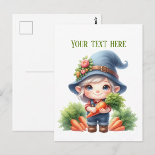 Cool gnome carrot farmer customizable postcard
