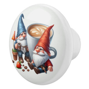 Cool gnome coffee bar ceramic knob