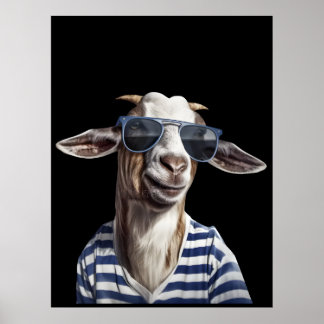 Cool Goat with Sunglasses T-Shirt – Funny Chill An Poster