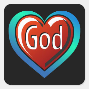 Cool GOD Heart Square Sticker