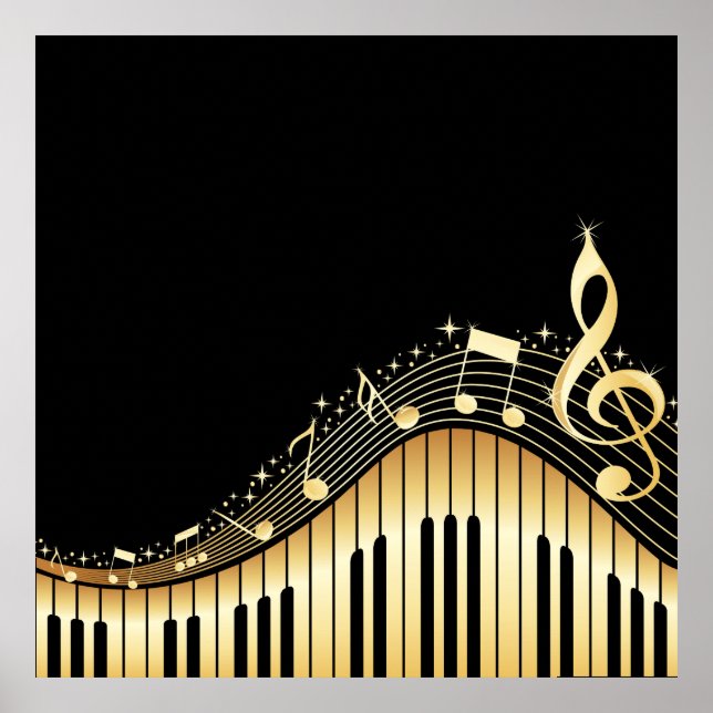 Cool Gold And Black Music Keys Poster (Front)