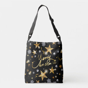 Cool Gold Black Dark Metallic Luxury Fashion Xmas Crossbody Bag