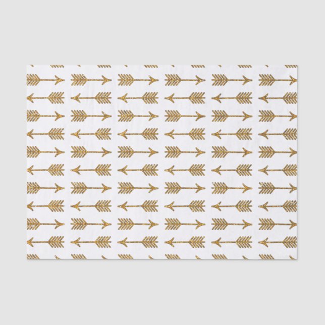 Cool Gold Brown Arrows Glitter Photo Print Tissue Paper (Front)