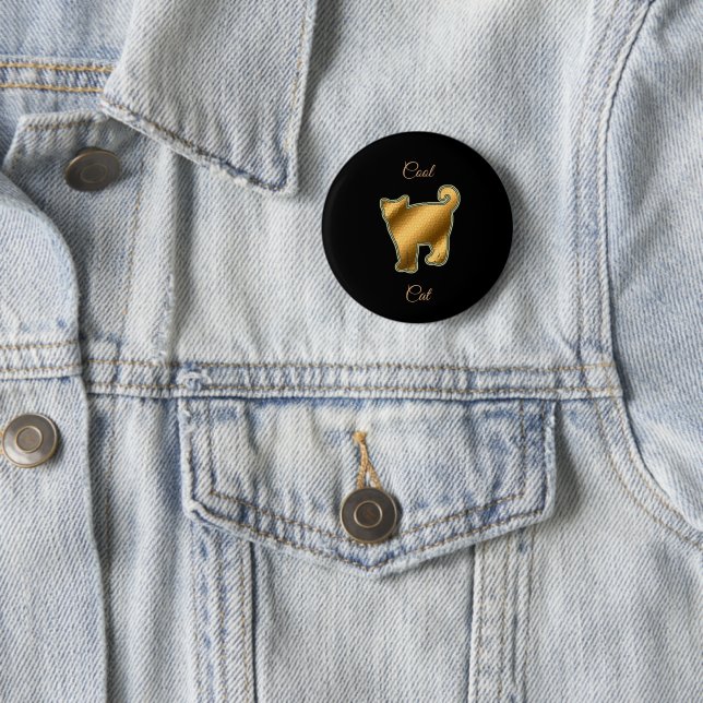 Cool Gold Cat 2 Inch Round Button (In Situ)