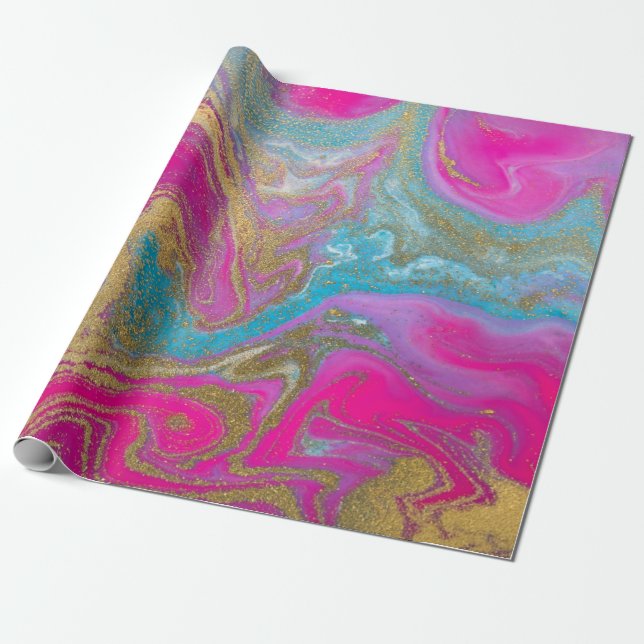 Cool Gold Colourful Marble Texture Wrapping Paper (Unrolled)