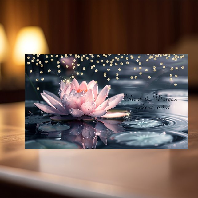 Cool Gold Diamonds Colourful Lotus Blue Business Card (Creator Uploaded)