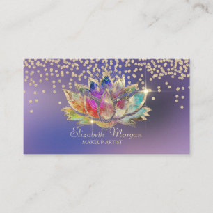 Cool Gold Diamonds Colourful Lotus Purple Business Card