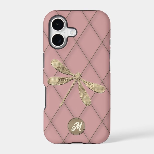 Cool Gold Look Dragonfly Monogram  (Back)