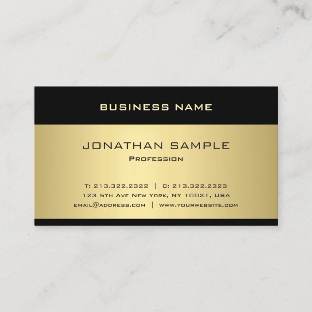 Cool Gold Look Template Elegant Modern Graceful Business Card (Front)