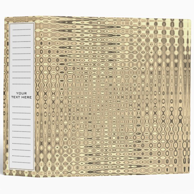 Cool Gold Modern Abstract Pattern Custom Template Binder (Front/Spine)