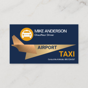Cool Gold Rocket Jet Airplane Airport Taxi Driver Business Card